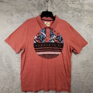 Roebuck & Co Mens XL Red Aloha Floral Print Short Sleeve Polo Shirt